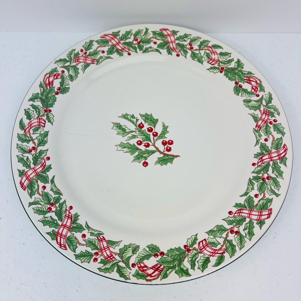 Vtg Mervyn S Holiday Ribbon 12" Platter Majesticware Christmas